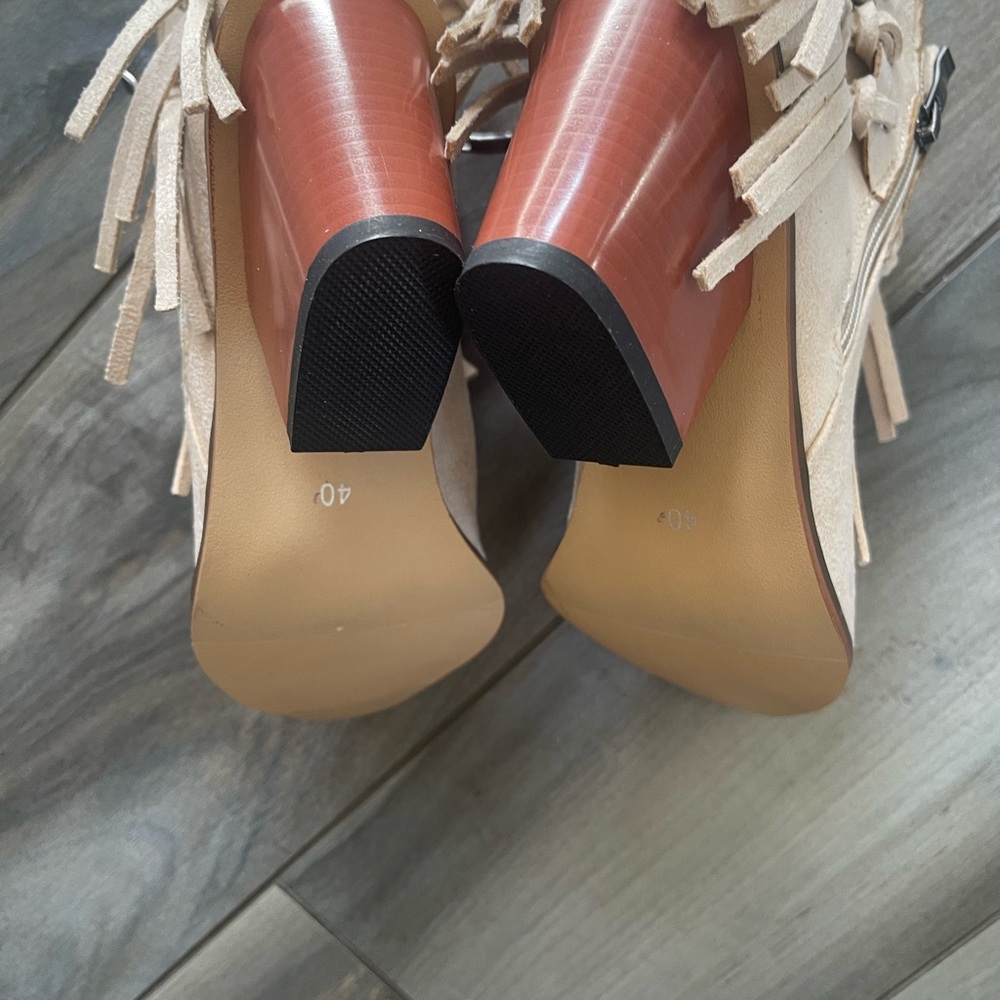 Fringe Ankle Boots - Cream - Picture 5 of 6